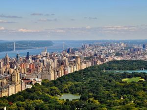 Blick vom Rockefeller Center auf den grünen Central Park