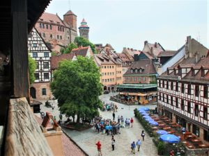 Blick auf die Nürnberger Altstadt mit ihren Fachwerkhäusern