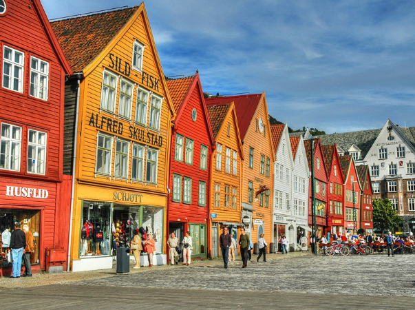 Bunte Häuser in Bryggen