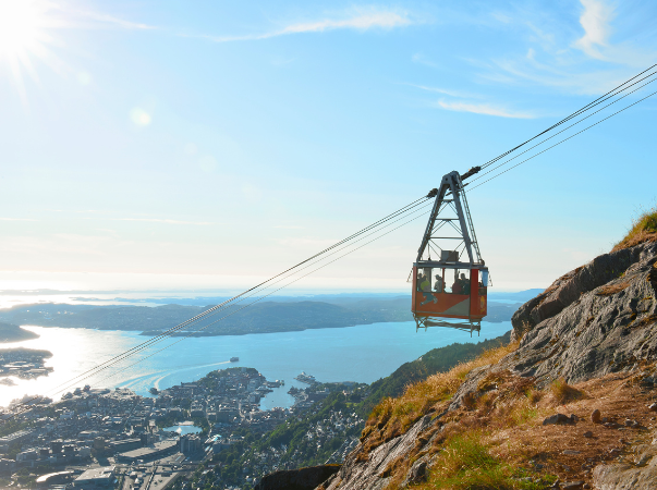 Ulriksbanen mit Ausblick auf den Fjord